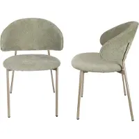 En.casa Chaise de salle à manger « Lipis » lot de 2 chaises rembourrées avec structure métallique Revêtement textile vert