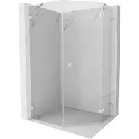 Mexen Lunar cabine de douche pentagonale pivotante droite 80 x 100 cm, transparent, nickel brossé - 831-080P-100L-97-00-P