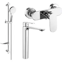 Mexen Milo DF05 SET Mélangeur lavabo + douche avec accessoires, chromé (71314DF05-00)