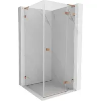 Mexen Lunar L Cabine de douche, ouverture à droite 100 x 100 cm, transparente, cuivre brossé - 834L-100-100-65-00-P