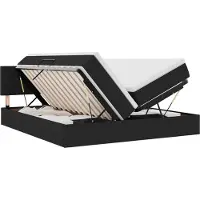 vidaXL Lit coffre LED avec matelas, noir, 180 x 200 cm, tissu