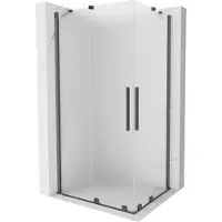 Mexen Velar Duo cabine de douche coulissante 90 x 80 cm, givrée, gris canon brossé - 871-090-080-32-66