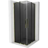 Mexen Velar Duo cabine de douche coulissante 80 x 80 cm, graphite, or - 871-080-080-42-50