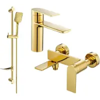 Mexen Zero SET mélangeur lavabo + bain avec accessoires DF62, or (71103DF62-50)