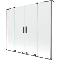 Mexen Velar L Duo paroi de baignoire 2 sections coulissante 180 x 150 cm, transparent, gun gray brossé - 896-180-003-02-66