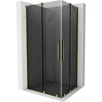 Mexen Velar Duo cabine de douche coulissante 90 x 80 cm, graphite, dorée - 871-090-080-42-50