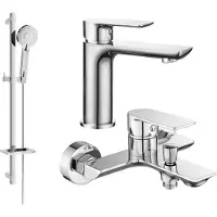 Mexen Alfa DQ40 Ensemble de mitigeurs de lavabo et de baignoire avec accessoires, chrome (745703DQ40-00)