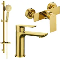 Mexen Alfa DQ40 Ensemble de mitigeurs de lavabo et de douche avec accessoires, or (745704DQ40-50)