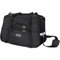 Lionto Sac de transport pour chats, pliable & respirant, avec poignée, bandoulière, coussin de repos & réflecteurs, noir
