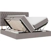 vidaXL Lit de rangement avec tête de lit Taupe 200 x 200 cm Tissu