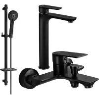 Mexen Alfa DQ40 Mélangeur lavabo et baignoire avec accessoires, noir (745713DQ40-70)