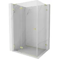 Mexen Lunar L Cabine de douche, gauche pivotante, 95 x 80 cm, transparente, or brossé - 834L-095-080-55-00-L