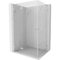 Mexen Lunar L Duo Cabine de douche pivotante 80 x 75 cm, transparente, nickel brossé - 834L-080L-075P-97-00