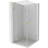 Mexen Lunar Duo cabine de douche battante 80 x 80 cm, transparent, or brossé - 834-080L-080P-55-00