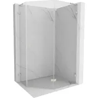Mexen Lunar L cabine de douche pentagonale pivotante droite 100x90 cm, transparent, nickel brossé - 831L-100P-090L-97-00-P