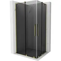 Mexen Velar L Duo cabine de douche coulissante 90 x 80 cm, graphite, or - 871-090-080-02-43-50