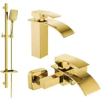Mexen Aries DQ62 Mélangeur lavabo et baignoire avec accessoires, or (744803DQ62-50)