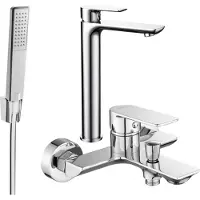 Mexen Alfa R72 Ensemble de mitigeurs de lavabo et de baignoire avec accessoires, chrome (745713R72-00)