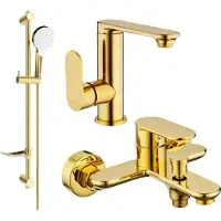 Mexen Milo DF05 Mélangeur lavabo et baignoire avec accessoires, or (713053DF05-50)