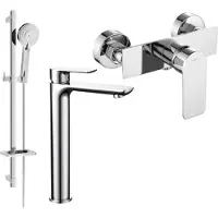 Mexen Alfa DQ40 Ensemble de mitigeurs de lavabo et de douche avec accessoires, chrome (745714DQ40-00)