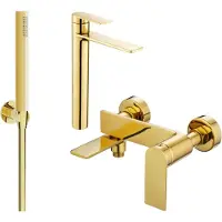 Mexen Zero SET Mélangeur lavabo + bain avec accessoires R70, or (71113R70-50)