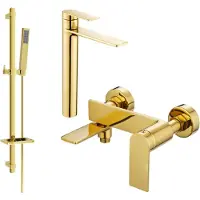 Mexen Zero SET Mélangeur lavabo + bain avec accessoires DQ02, or (7113DQ02-50)