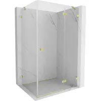 Mexen Lunar cabine de douche pivotante droite 90 x 80 cm, transparent, or brossé - 834-090-080-55-00-P