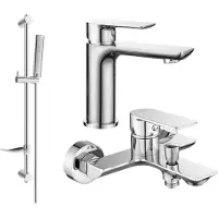 Mexen Alfa DF72 Ensemble de mitigeurs de lavabo et de baignoire avec accessoires, chrome (745703DF72-00)