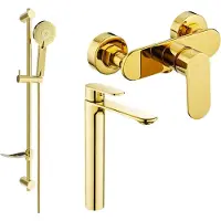 Mexen Milo DF40 Ensemble de mitigeurs de lavabo et de douche avec accessoires, or (71314DF40-50)