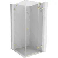 Mexen Lunar cabine de douche pivotante droite 100 x 100 cm, transparent, or brossé - 834-100-100-55-00-P