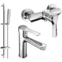 Mexen Saber DB72 Ensemble de mitigeurs de lavabo et de douche avec accessoires, chrome (72104DB72-00)