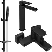 Mexen Mino DQ72 SET Mélangeur lavabo + bain avec accessoires, noir (72413DQ72-70)