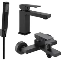 Mexen Uno R77 SET mitigeur de lavabo + mitigeur de bain avec accessoires, noir (71403R77-70)