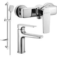Mexen Lynx DF62 SET mitigeur de lavabo + mitigeur de douche avec accessoires, chrome (745904DF62-00)