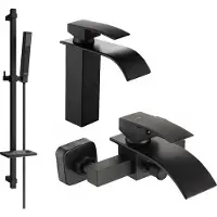 Mexen Aries DQ77 Mélangeur lavabo et baignoire avec accessoires, noir (744803DQ77-70)
