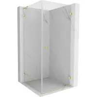 Mexen Lunar-B L cabine de douche pivotante droite 80 x 80 cm, transparent, or brossé - 832L-080-080-55-00-P