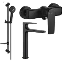 Mexen Lynx DF40 SET mitigeur lavabo et douche avec accessoires, noir (745914DF40-70)