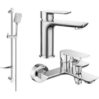 Mexen Alfa DF62 Ensemble de mitigeurs de lavabo et de baignoire avec accessoires, chrome (745703DF62-00)