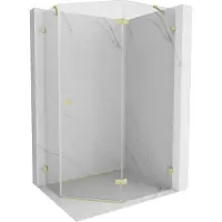 Mexen Lunar cabane de douche pentagonale pivotante droite 90 x 80 cm, transparent, or brossé - 831-090P-080L-55-00-P