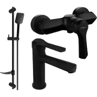 Mexen Saber DF62 Ensemble de mitigeurs de lavabo et de douche avec accessoires, noir (72104DF62-70)