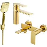 Mexen Zero SET mélangeur lavabo + bain avec accessoires R62, or (71103R62-50)