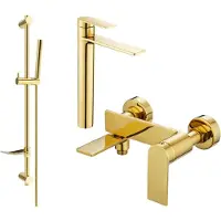 Mexen Zero SET Mélangeur lavabo + bain avec accessoires DF70, or (7113DF70-50)