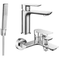 Mexen Alfa R72 Ensemble de mitigeurs de lavabo et de baignoire avec accessoires, chrome (745703R72-00)