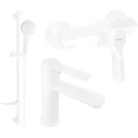 Mexen Saber DF05 Ensemble de mitigeurs de lavabo et de douche avec accessoires, blanc (72104DF05-20)