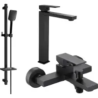 Mexen Uno DQ62 Mélangeur lavabo et baignoire avec accessoires, noir (71413DQ62-70)