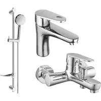 Mexen Kama DF75 Ensemble de mitigeurs de lavabo et de baignoire avec accessoires, chrome (72503DF75-00)