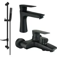 Mexen Axel DF72 Mélangeur lavabo et baignoire avec accessoires, noir (73803DF72-70)