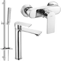 Mexen Royo DQ72 Ensemble de mitigeurs de lavabo et de douche avec accessoires, chrome (72214DQ72-00)
