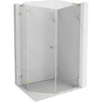 Mexen Lunar L cabine de douche pentagonale pliante côté gauche 80 x 90 cm, transparent, or - 831L-080L-090P-50-00-L