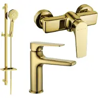 Mexen Lynx DQ40 Mélangeur lavabo et douche avec accessoires, or (745904DQ40-50)